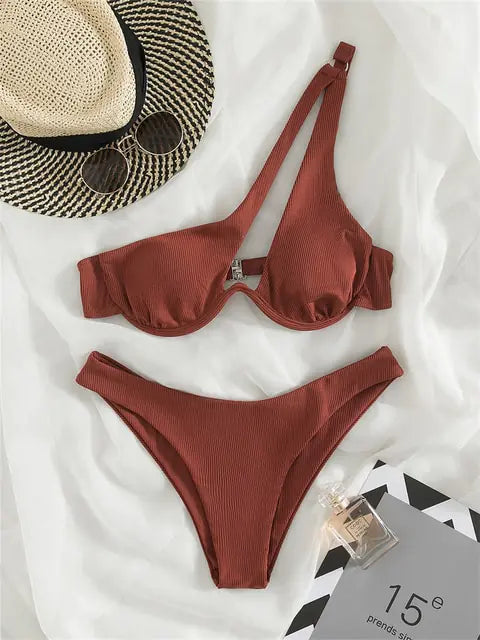 Solid Ribbed Bikini