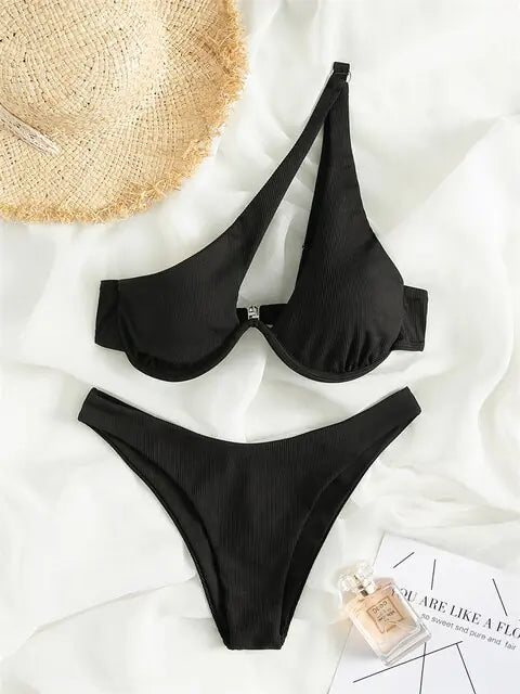 Solid Ribbed Bikini