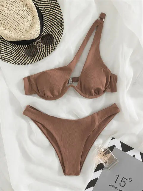 Solid Ribbed Bikini